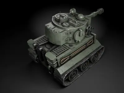 Stylized battle tank Tiger Low-poly 3D model