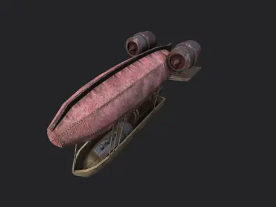 Steampunk Airship - Sci-Fi Aircraft 04 - Flying Ship Low-poly 3D model