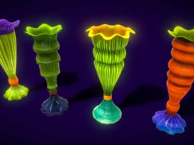 Colection Cander Cups Low-poly 3D model