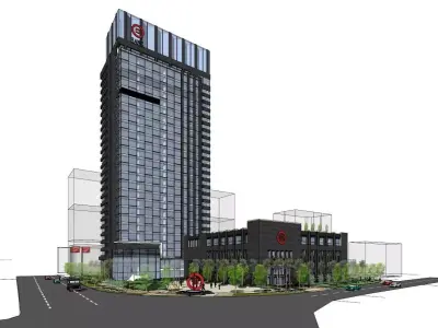 SU model of modern office Huzhou Commercial Bank 3D model