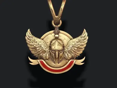 Spartan helmet  shield wings pendant 3D print model