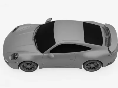 Modern Sports Coupe in Matte Grey Low-poly 3D model