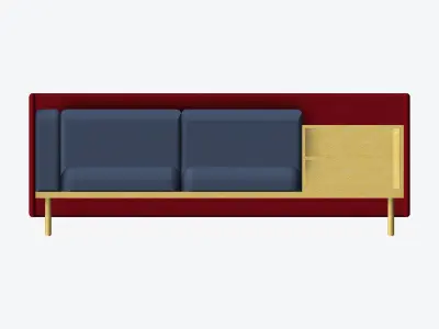 Sofa - Contemporary - Flame - Medium - Corner Shelf Low-poly 3D model