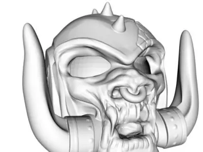 Motorhead helmet with horns and spikes 3D print model