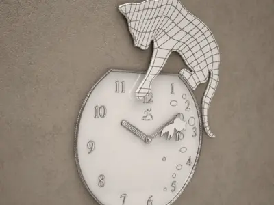 Playing Cat Wall Clock 04 3D model