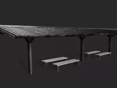 Railway station Platform Low-poly 3D model