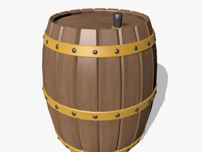 Wooden Barrel 3D model shop
