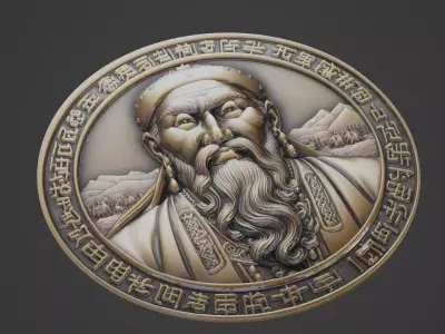 Genghis Khan Medallion 3D print model buy