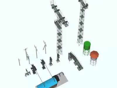railway towers Low-poly 3D model