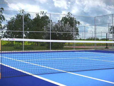  Outdoor Tennis Court with Double Court Tennis Net 