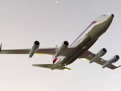 Fictional Quad Engine 1950s Jetliner 707-020B Inspired Low-poly 3D model