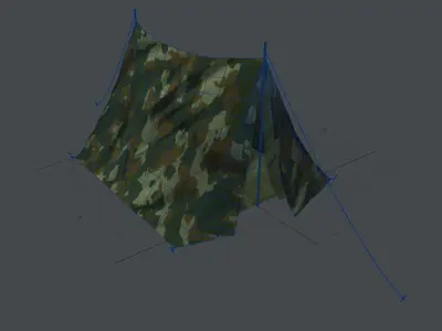 Camp - Military hideout summer tents Low-poly 3D model