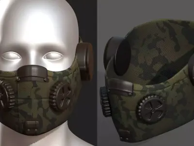 Gas mask respirator scifi futuristic 3d Artist  Low-poly 3D model