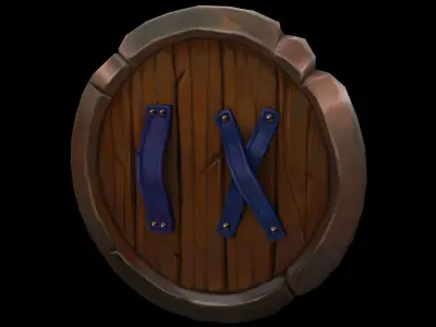 Wooden Shield Low-poly 3D model 21