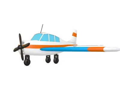 White Airplane Low-poly 3D model