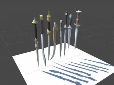 Realistic set of daggers Low-poly 3D model
