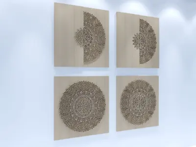 Wall panel wood ornament 3D model