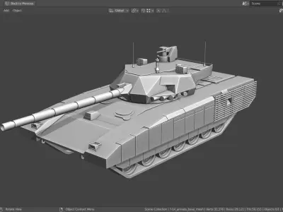 T14 ARMATA TANK BASE MESH  Low-poly 3D model