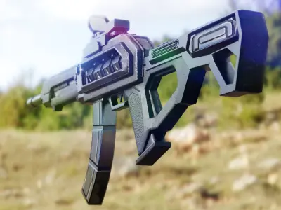 Realistic 3d assault rifle BLACK Low-poly 3D model
