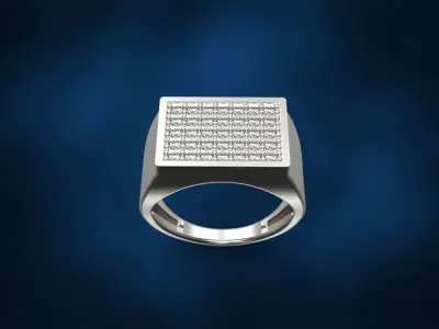 Square Signet Diamond Ring 3d Model Special 3D print model