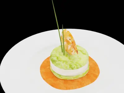 Shrimp With Avocado Low-poly 3D model