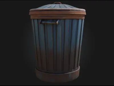 Rustic Metal Bin  Industrial Charm with Weathered Realism 3D model
