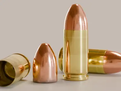 9mm x 19 Luger Parabellum Bullet Cartridge 3D model