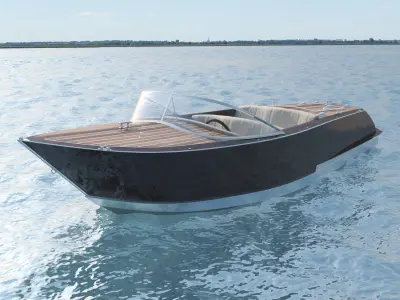 Speedboat wooden motor boat 3D model