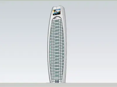 SU model of modern high-rise commercial office building 3D model purchase