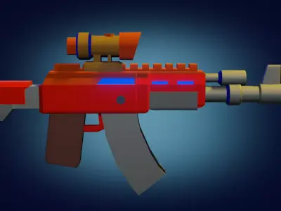 Gun to game PBR low-poly game ready orange Free low-poly 3D model