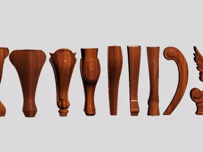 Solid wood furniture legs 3D model