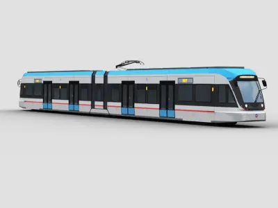Low Poly Tram 17 Low-poly 3D model