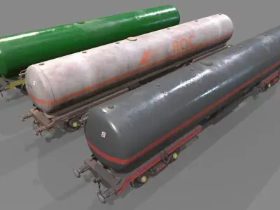 Double Bogie TEA Wagon Low-poly 3D model