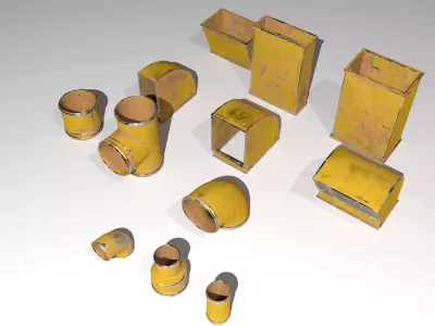 Air vent duct set Low-poly 3D model