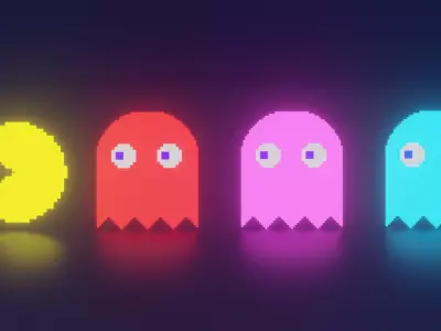 Pac-Man and ghosts Free 3D model