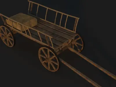 Old Horse Cart Low Poly 2 Texture Low-poly 3D model