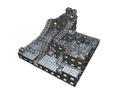 Cube World Mine Rail System  - Proto Series Low-poly 3D model
