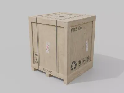 Cube Wooden Crate - Customizable Shipping Box Low-poly 3D model