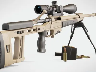 Sniper rifle ORSIS T-5000 Low-poly 3D model