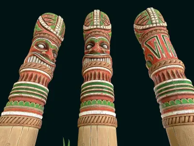 Stylized Wood Totem 12 Low-poly 3D model