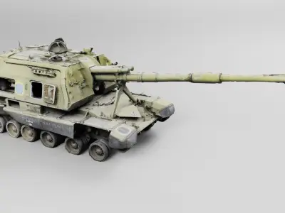 Destroyed 2S19 Msta 152 mm self-propelled howitzer 3D model buy