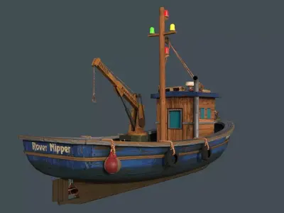 Wooden Ship - PBR Low-poly Game Ready Low-poly 3D model