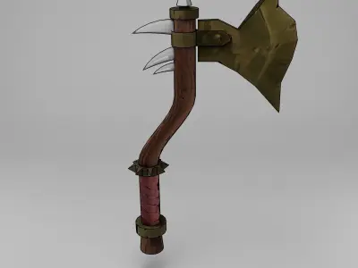 low-poly fantastic battle axe Low-poly 3D model