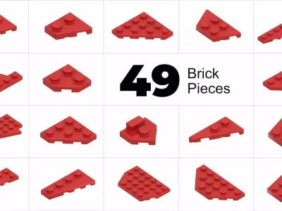 TwindBricks3D - 49 Bricks Plate Wedge  collection 3D print model