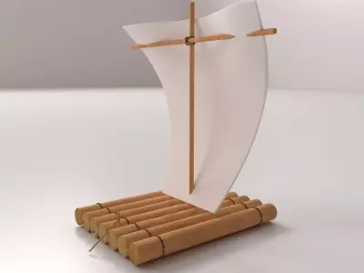 Raft With Sail 3D model