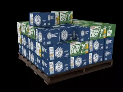 Beer box and pallet Low-poly 3D model