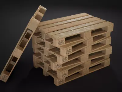 Wooden Pallet Low-poly 3D model 5