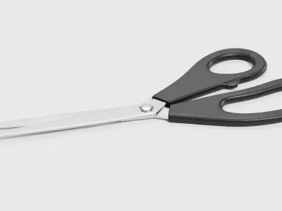 Office Scissors - Steel Stationery Tool in Open Cutting Pose 3D model
