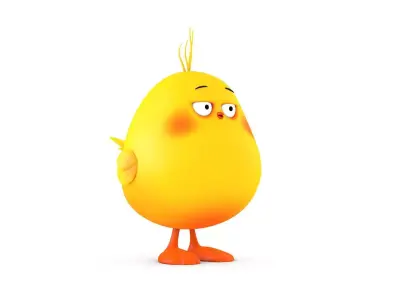 Cartoon Cute Bird Low-poly 3D model