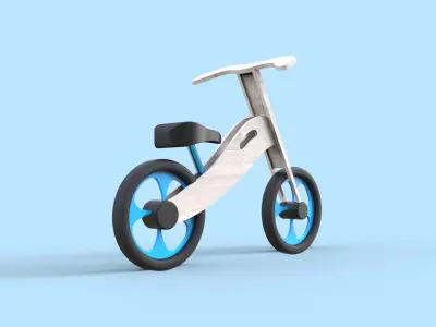 Wooden balance bike for kids - minimalistic bicycle  3D model